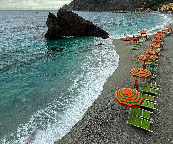 Positano and Spiaggia Grande viewed from the sea on the Amalfi Coast