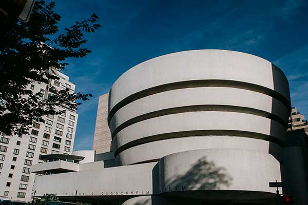 Solomon R Guggenheim Museum exterior on Fifth Avenue in New York City