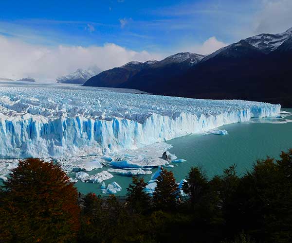 Glacier surrounded by mountains in Patagonia